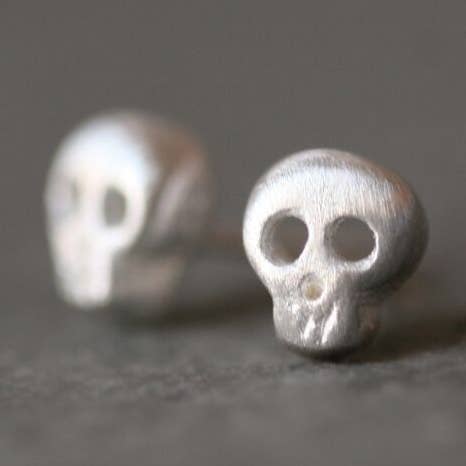 Baby Skull Earrings in Sterling Silver for wholesale by Michelle Chang
