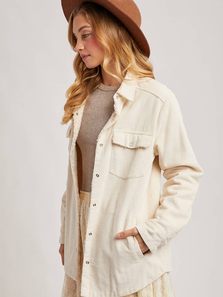 Bluivy - Wholesale Shirt Jacket/Shacket - Women's - CORDUROY SHERPA-LINED JACKET28