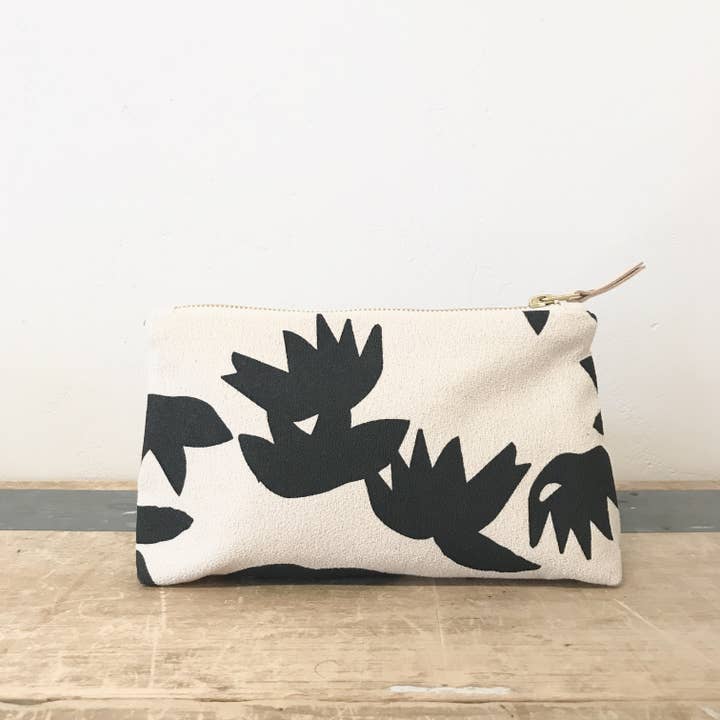 Worn Black Lotus Makeup Zipper Bag for wholesale by Erin Flett