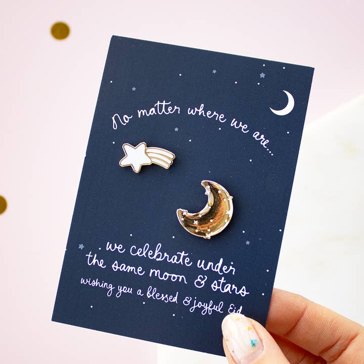 Star & Moon Eid Pin Badge for wholesale by TreatBox