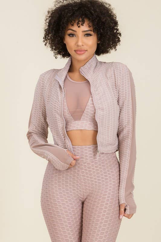 Vibrato Clothing - Wholesale Athletic Jacket - Women's - SHP001-J-Mesh-Panel Sleeve  Full Zip Up Active Jacket9