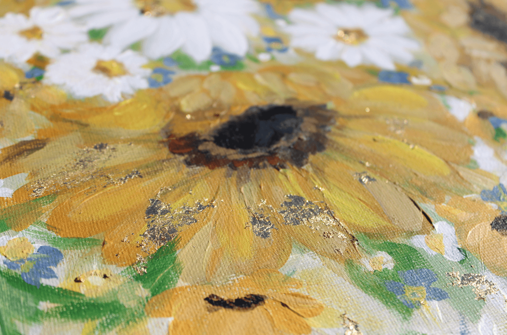 glad you're here co - Wholesale Painting/Drawing - Sunflower and Daisies Abstract Original Painting Acrylic12