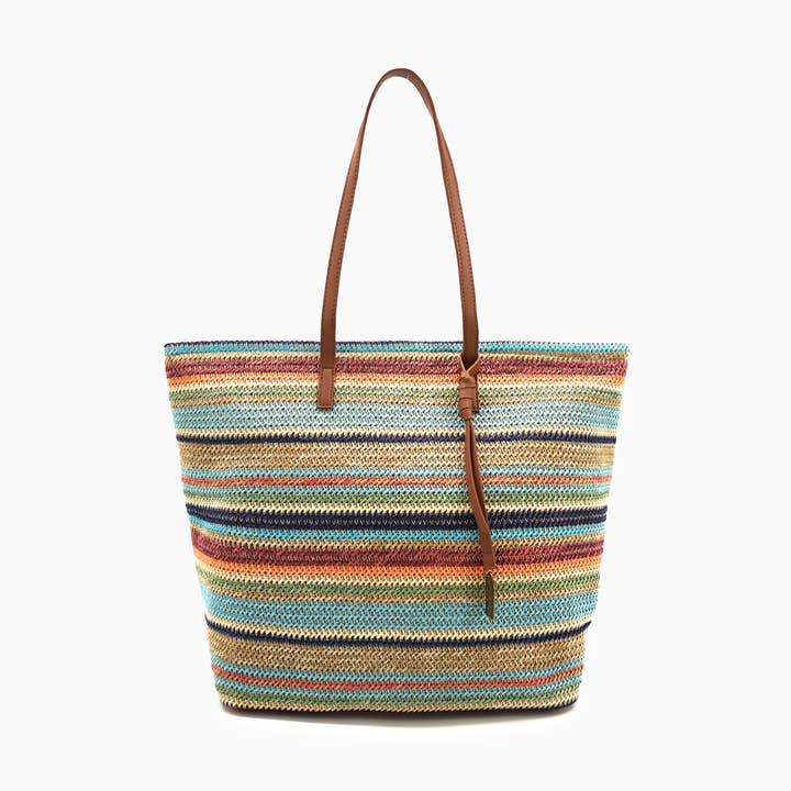 Sac de plage en paille rayé pour pique-nique pour la vente par Like Dreams