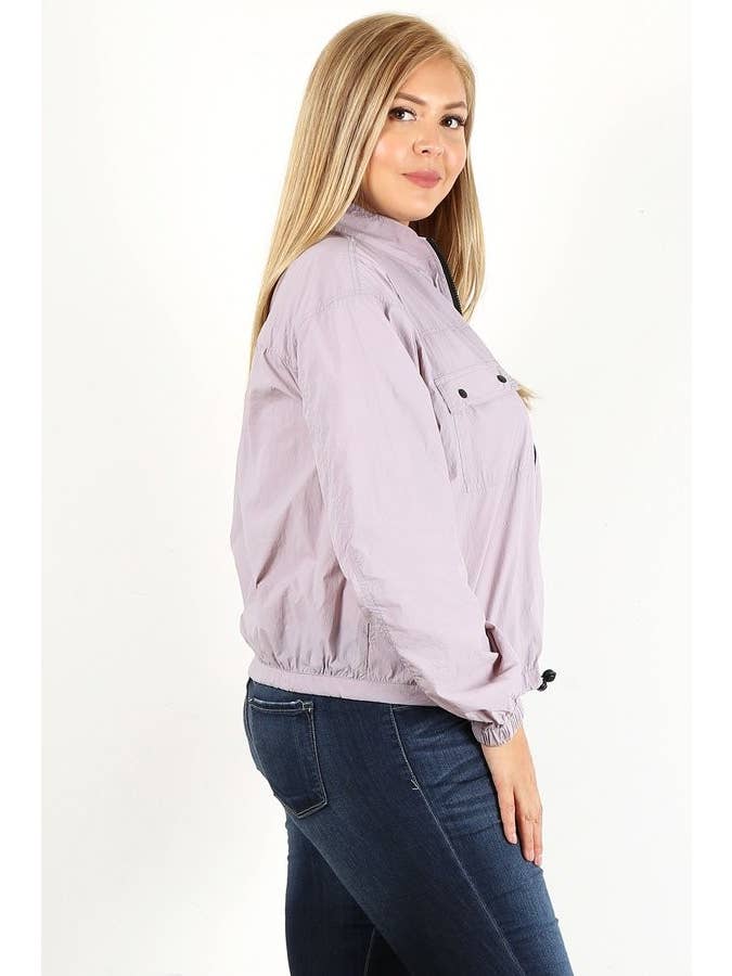 Black Plus Size Windbreaker Light-Weight Jacket SS1842P-J for wholesale on Faire