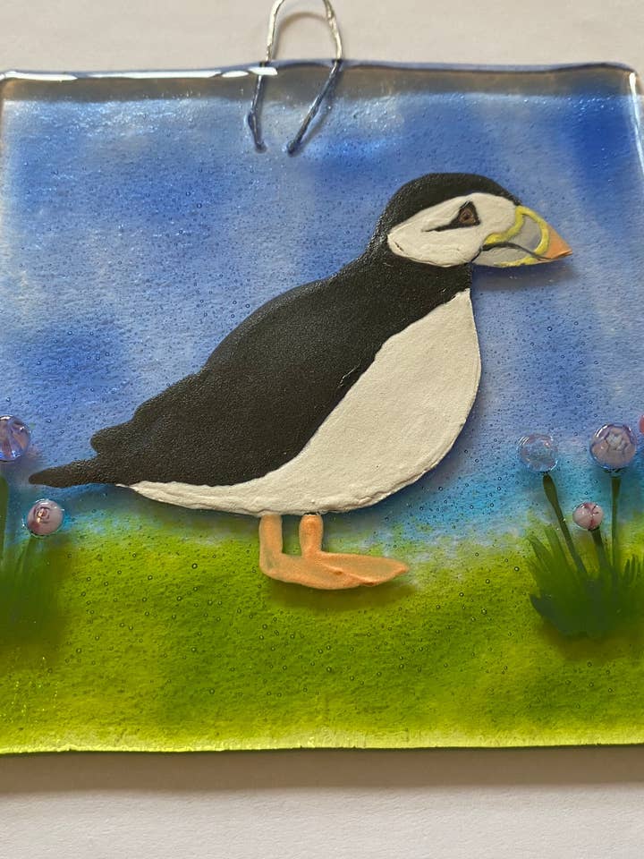 Puffin Wall Hanger for wholesale by Ally Glass Studio