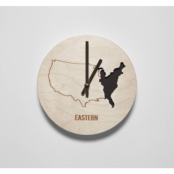 Eastern Time Zone Clock for wholesale by Reed Wilson Design