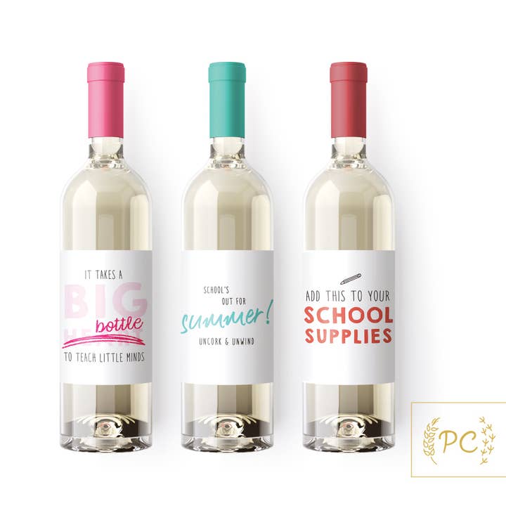Teachers Rule Assemblage | etiqueta de vino para venta al por mayor de Prairie Chick Prints