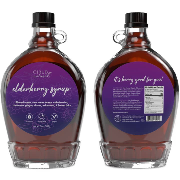 B Well Immune Boosting Elderberry Syrup for wholesale by Girl B Natural