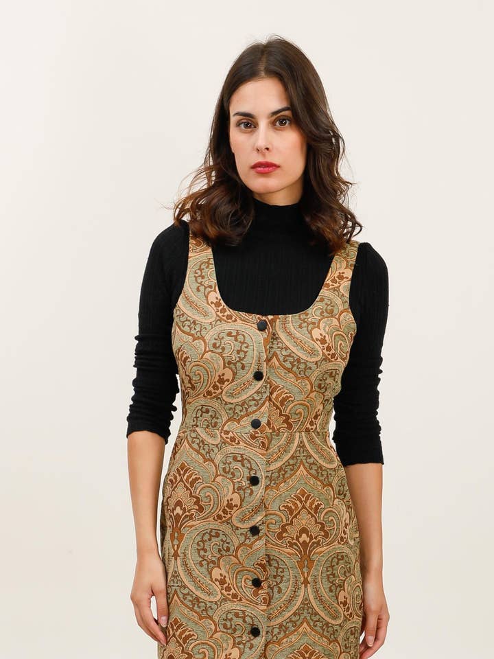 Green 5908 BROCADE DRESS for wholesale on Faire0