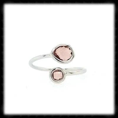 Framed Glass Adjustable Ring- Plum Silver for wholesale by The Beaded Wire Designs