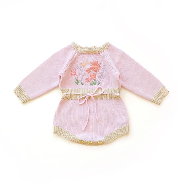Eden Långärmad Stickad Romper - ROSA för wholesale av With Love for Kids