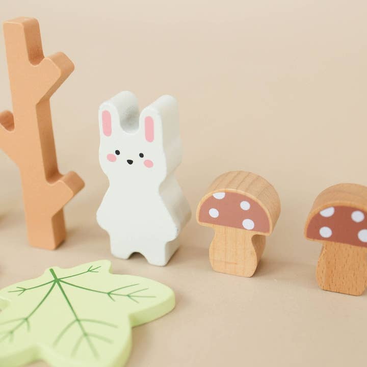 Spirit 'N Sprout - Wholesale Toy Set - Kids - Wooden Forest Sensory Bin Accessories - Montessori Toddler Toys - Wooden Stacking Blocks