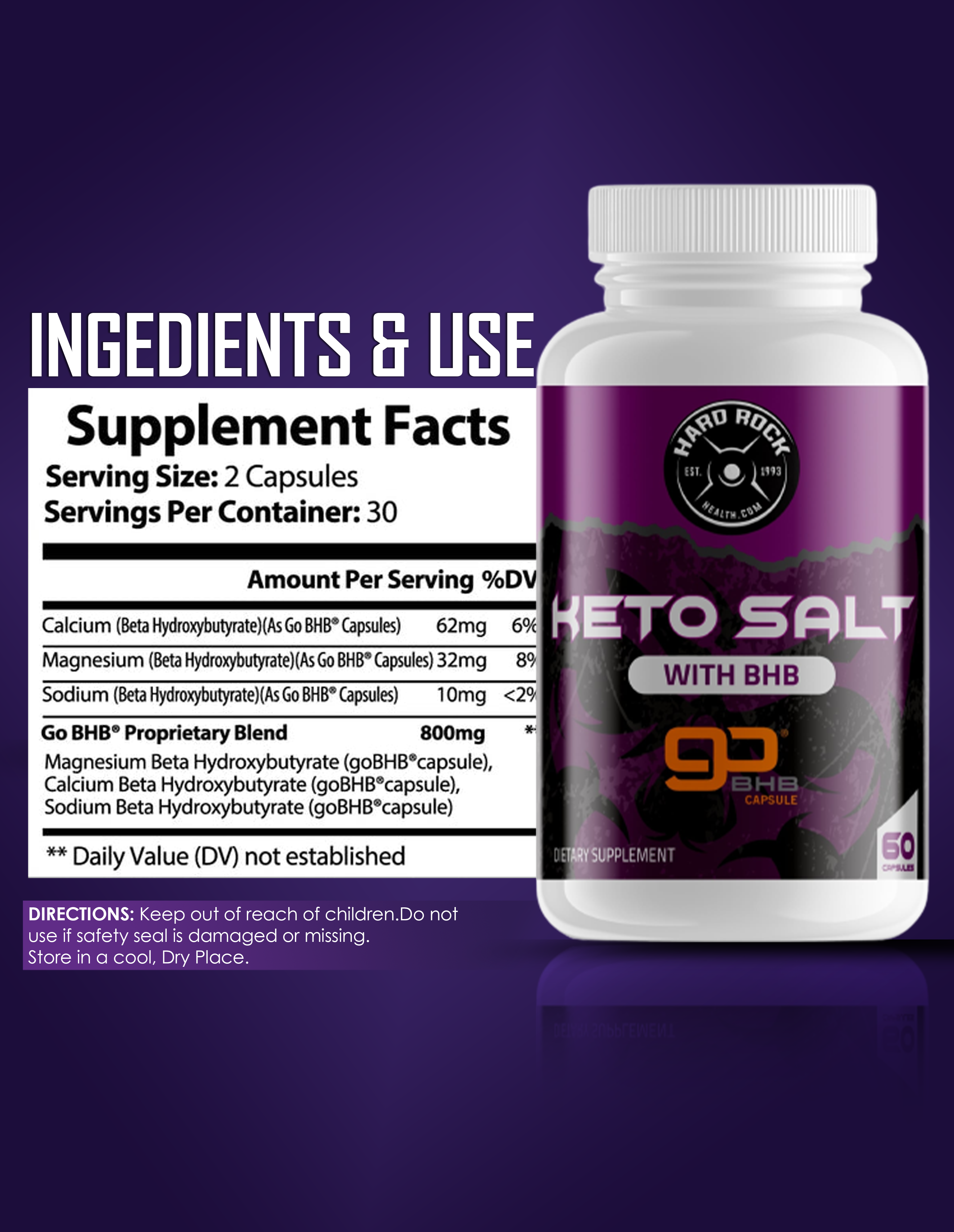 Hard Rock Health Stores – wholesale Oralt tillskott/Vitamin – Keto salt med BHB- Naturlig ketos med hjälp av keton & ketogen Diet1