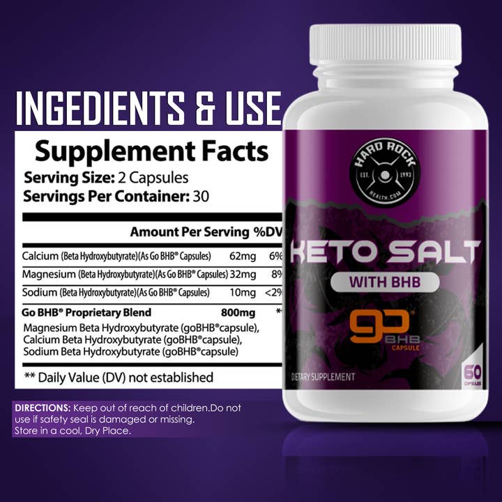 Hard Rock Health Stores – wholesale Oralt tillskott/Vitamin – Keto salt med BHB- Naturlig ketos med hjälp av keton & ketogen Diet1