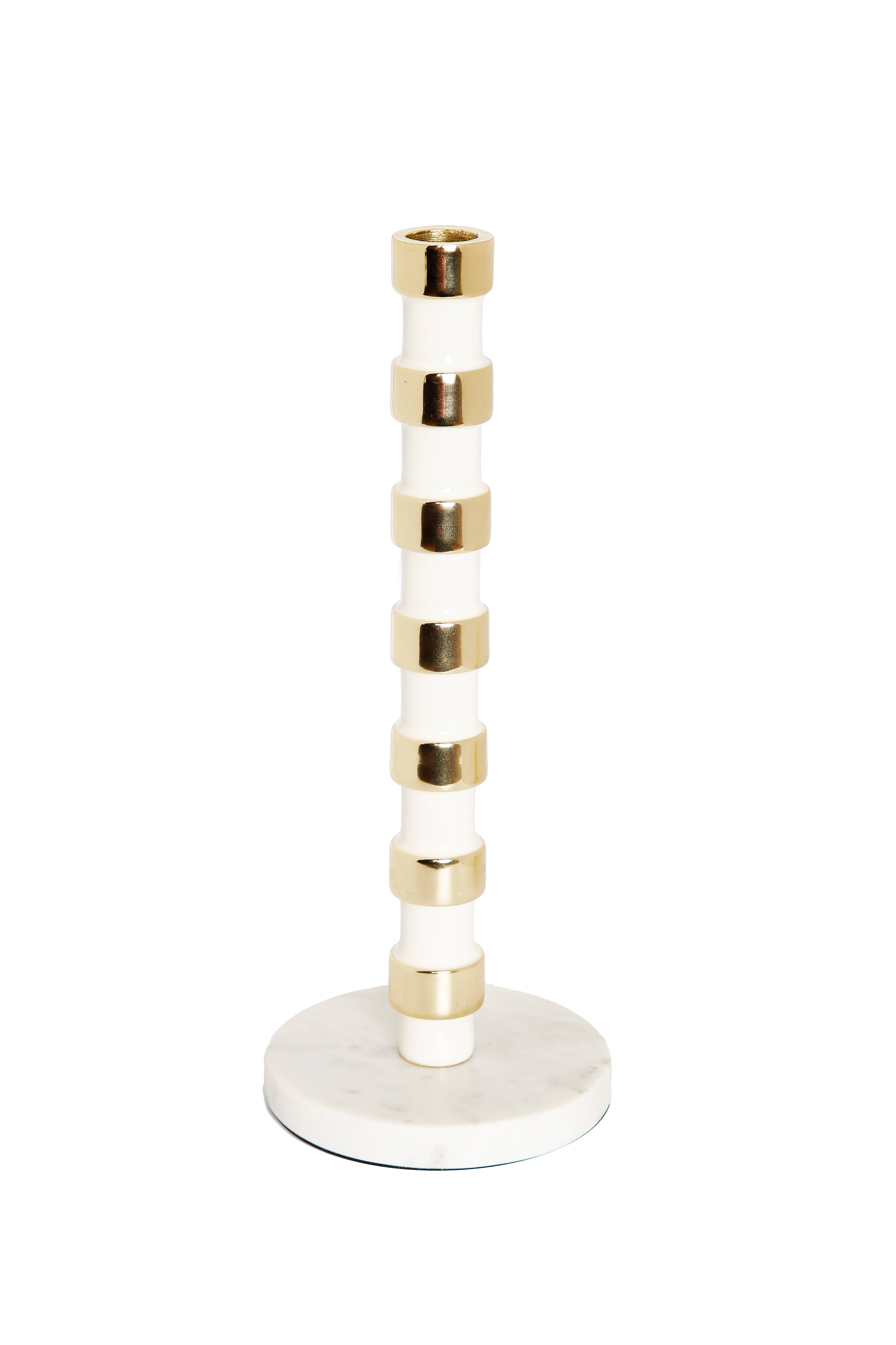 CLASSIC TOUCH DECOR INC. - Wholesale Candle Holder - White and Gold Taper Candle Holder on Marble Base - 12"H1