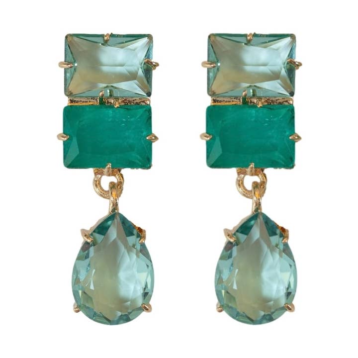 Amalfi Turquoise Ombre Gem Drop Statement Earrings for wholesale by St Armands Designs of Sarasota