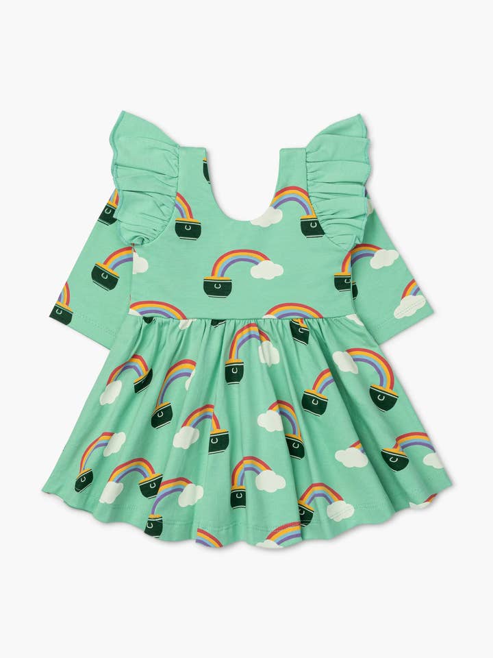 St. Patricks Day Double Ruffle Let's Dance Dress_Pot of Gold for wholesale by Monica + Andy