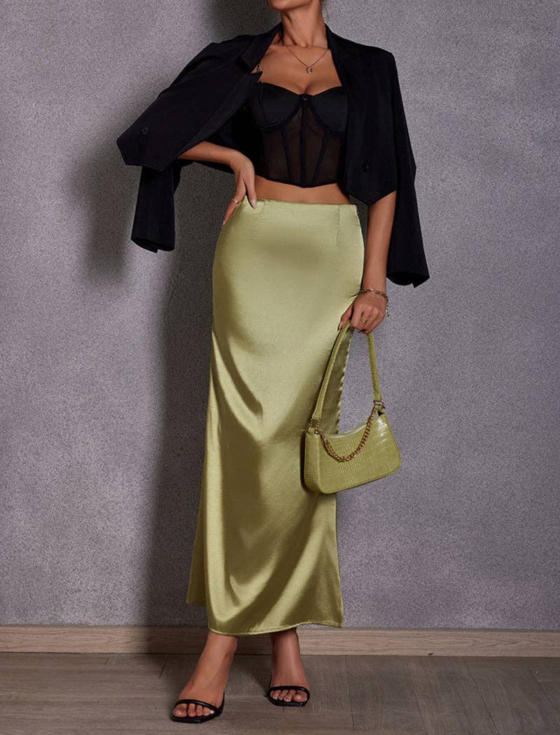safistyle - Wholesale Skirt - Women's - Casual Satin Maxi Skirt9