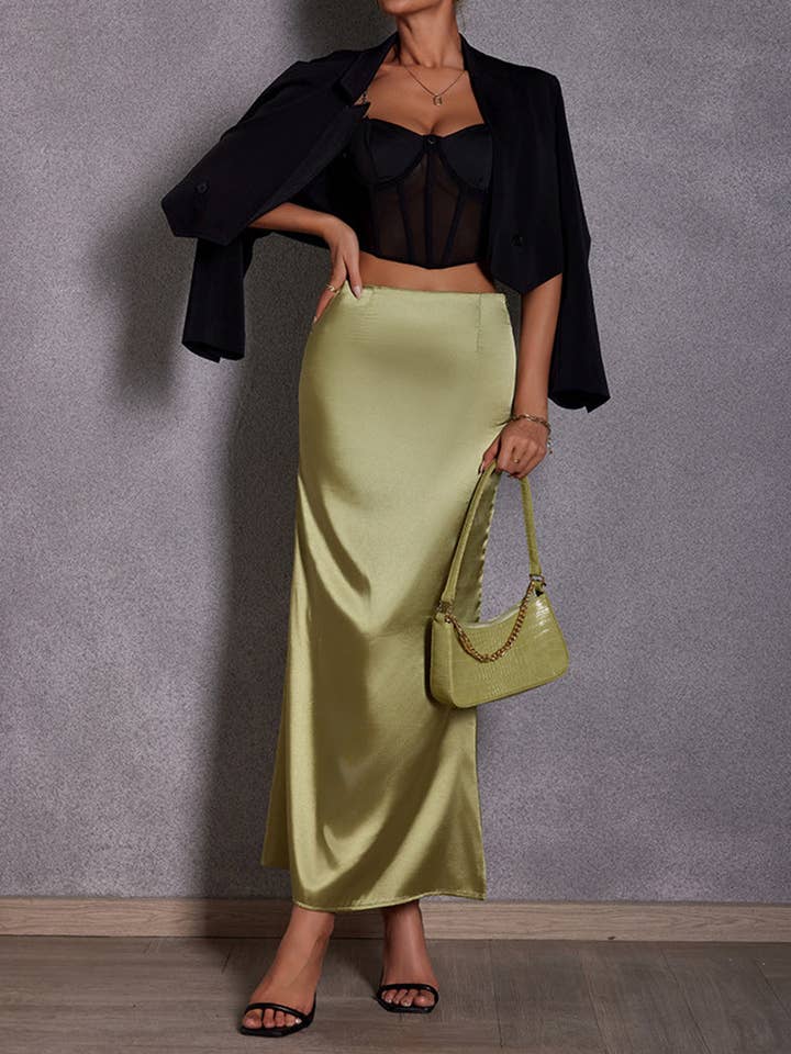 safistyle - Wholesale Skirt - Women's - Casual Satin Maxi Skirt9