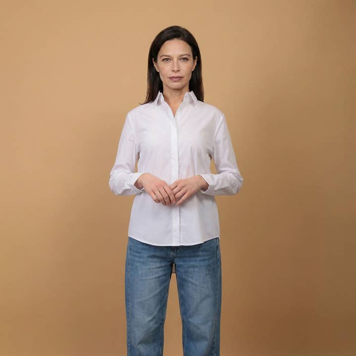 Camicia da donna classica a taglio dritto MY0601 per la vendita all'ingrosso da parte di Cecile Wang