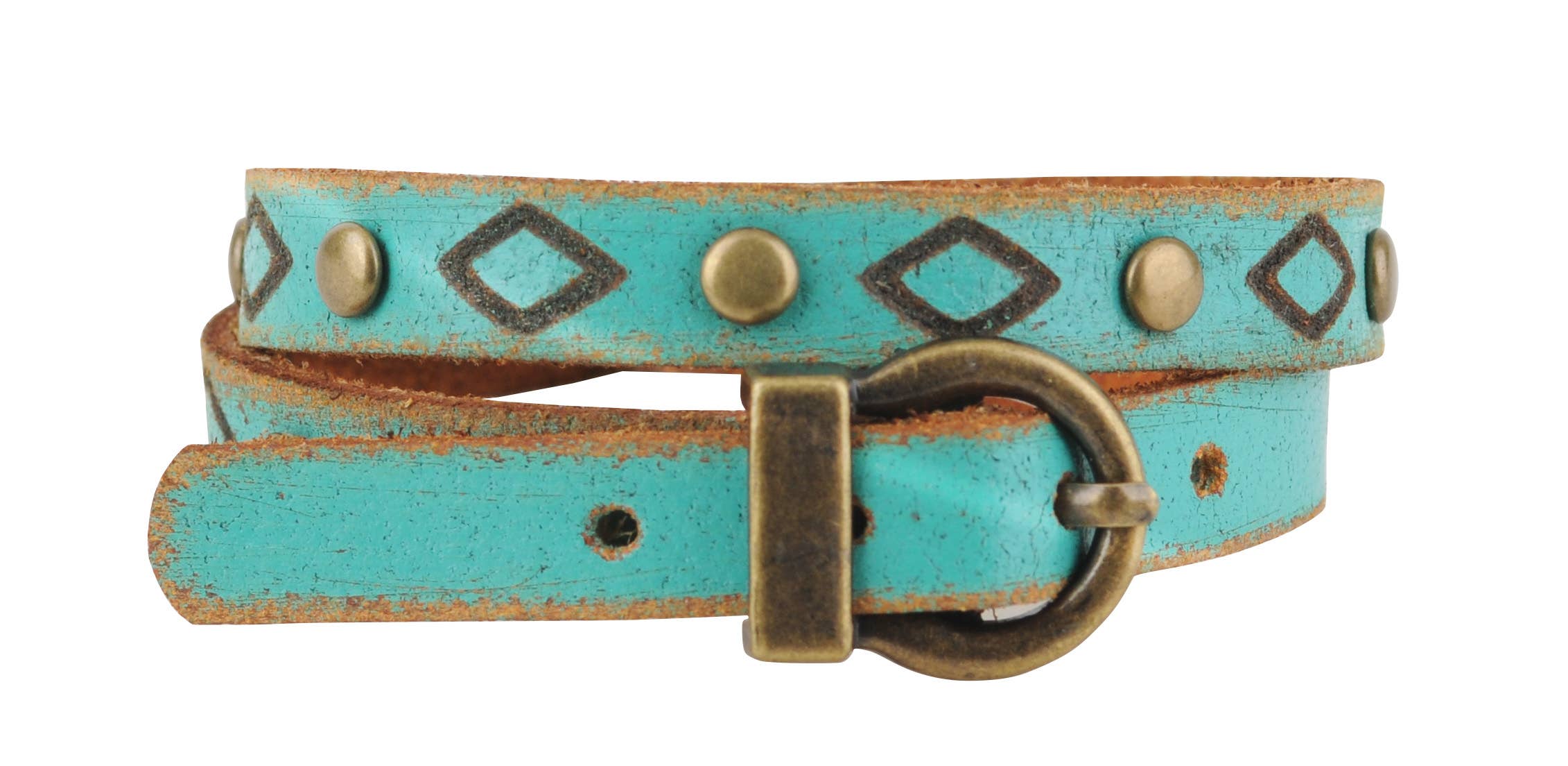 Most Wanted USA - Wholesale Bangle Bracelet - Diamond Tooled and Brass Studded Double Wrap Bracelet2