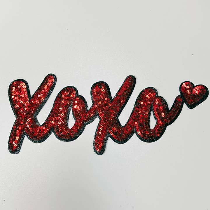 TEELUX - Wholesale Patch - 11” XOXO Sequin in Red - Sequin Patch
