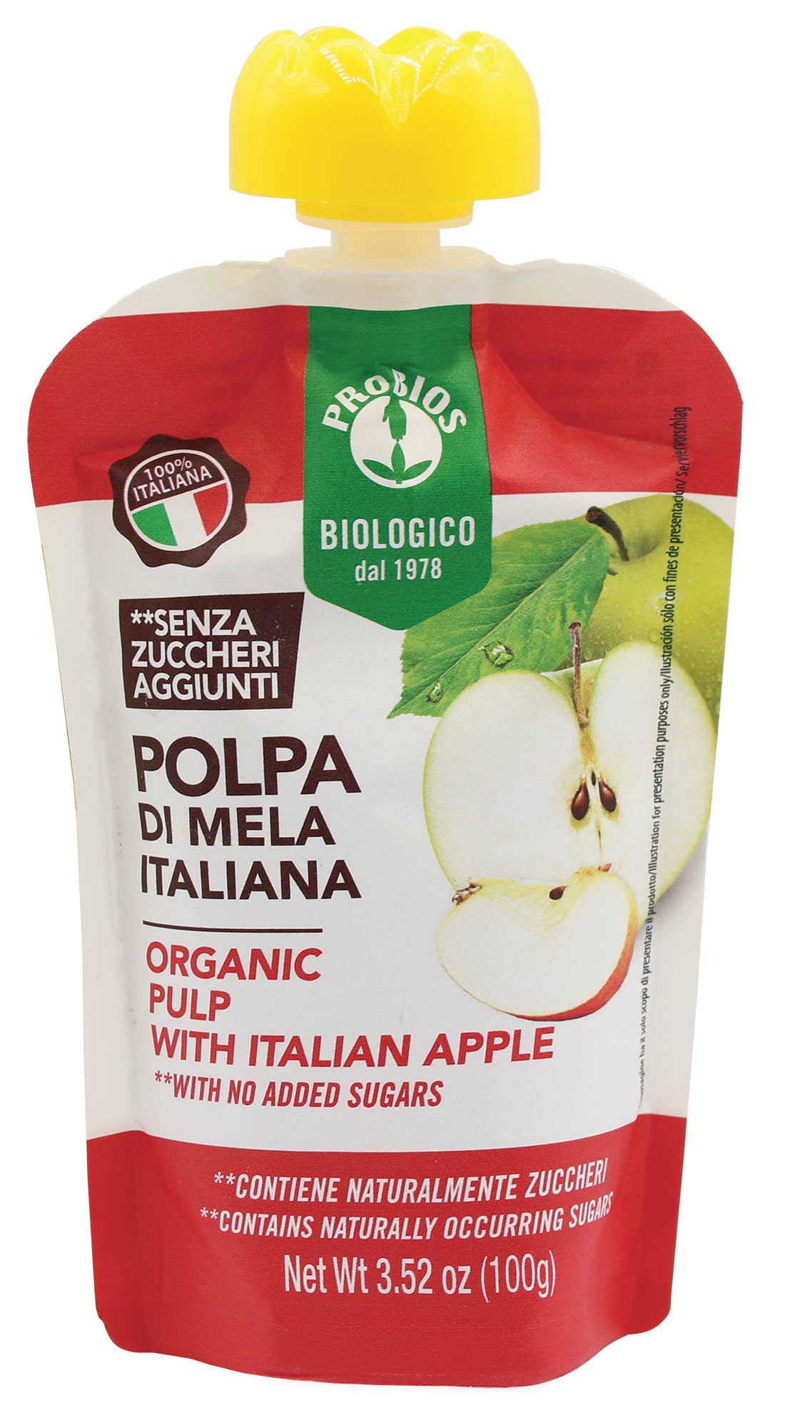 Probios - Wholesale Fruit Snacks - 100% organic Italian apple pulp in doypack0