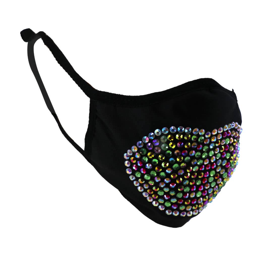 Western Fashion – wholesale Costume – Women's – 106352 - rhinestone mask - multi heart / lips1