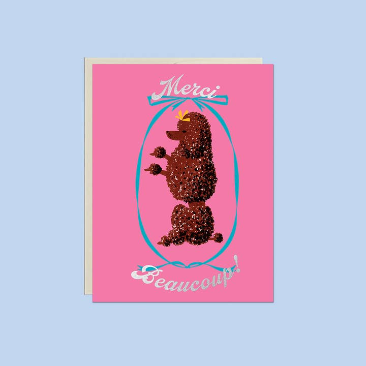 Lucky Goods Paper - Wholesale Thank You Card - Merci Beaucoup Poodle Card