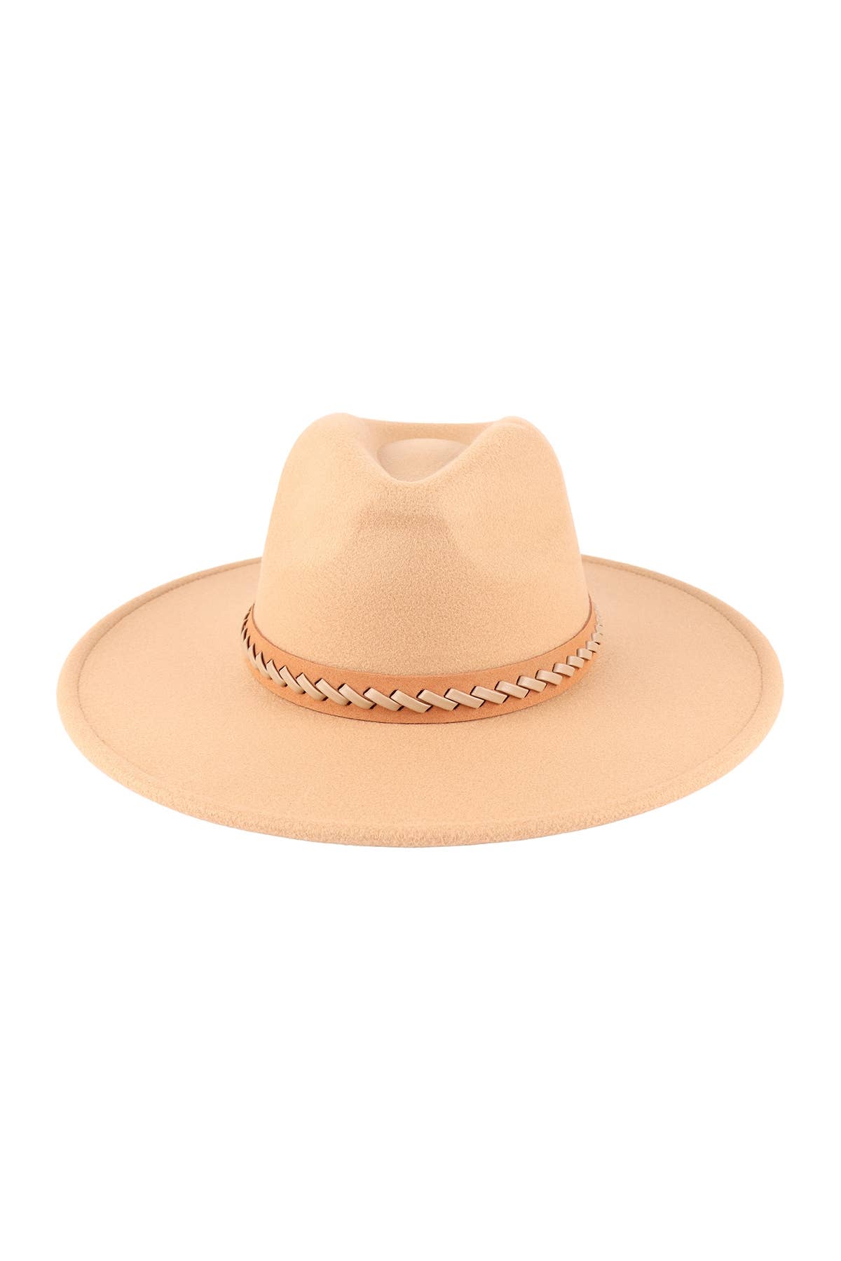 Pink Irene Wholesale - Wholesale Fedora - Women's - FELT FASHION BRIM HAT WITH LEATHER BRAIDED TRIM10
