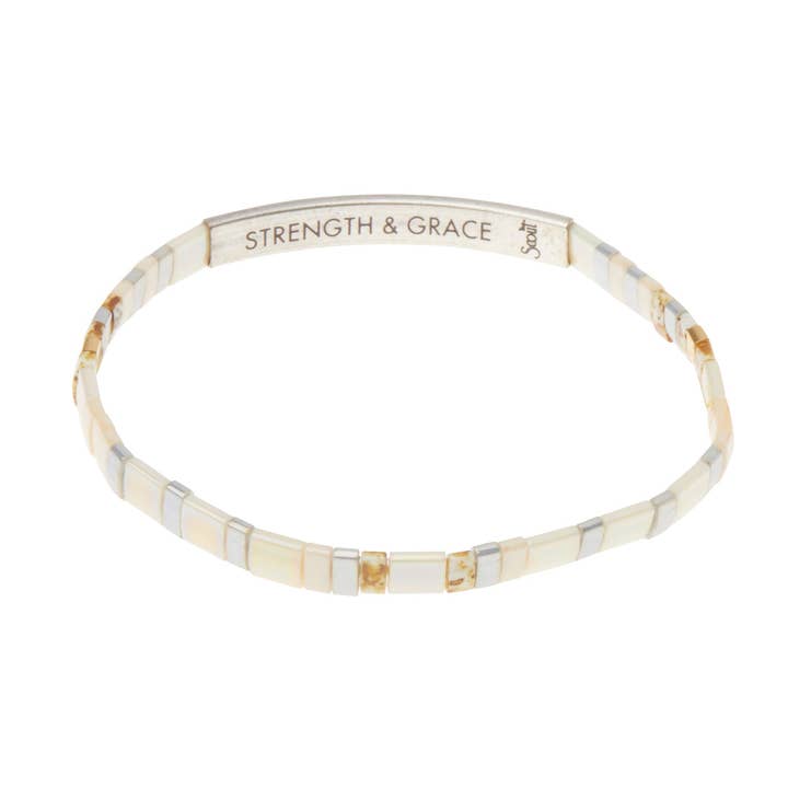 Scout Curated Wears - Wholesale Beaded Bracelet - Good Karma Miyuki Bracelet | Strength & Grace - Ivory/Silver