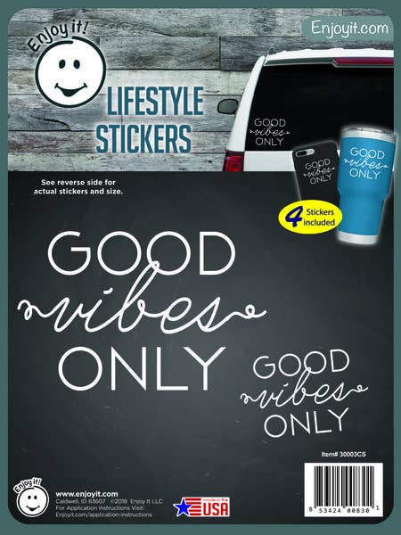 Good Vibes Only Stickers for wholesale by Enjoy It LLC