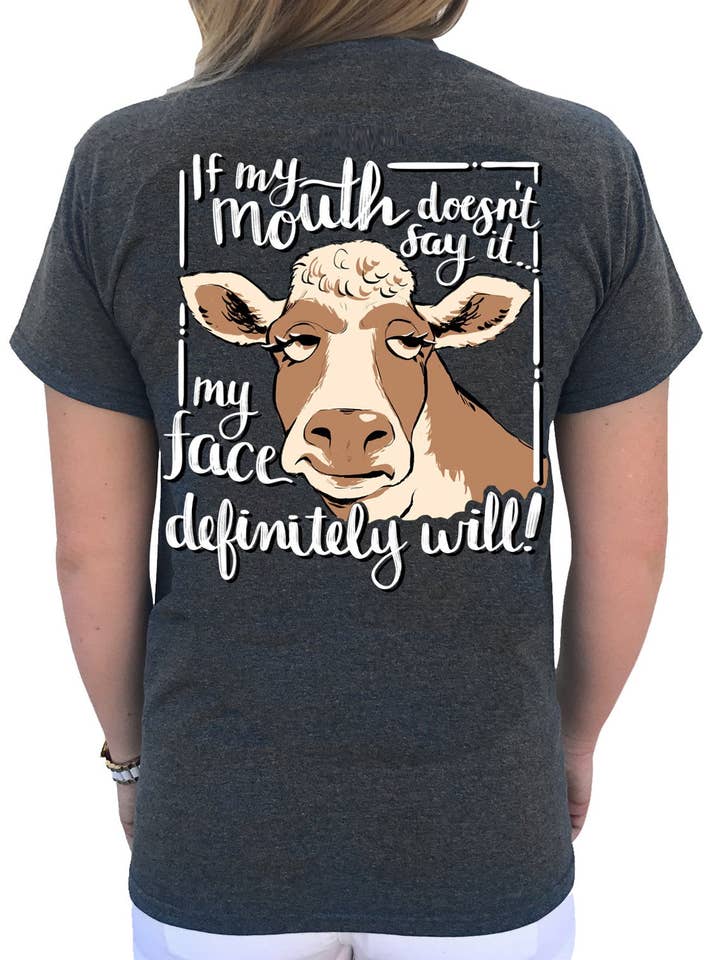 S-262 Cow Face - Dark Heather for wholesale by Southern Attitude