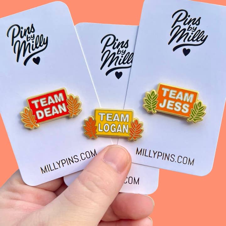Gilmore Girls Inspired Team Enamel Pins (Dean, Jess, Logan) for wholesale by Millypins
