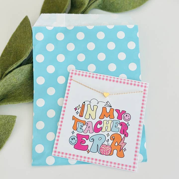 Peddle Your Paper - Wholesale Pendant/Charm Necklace - Teacher Appreciation; Teacher Era Necklace & Stationery Card