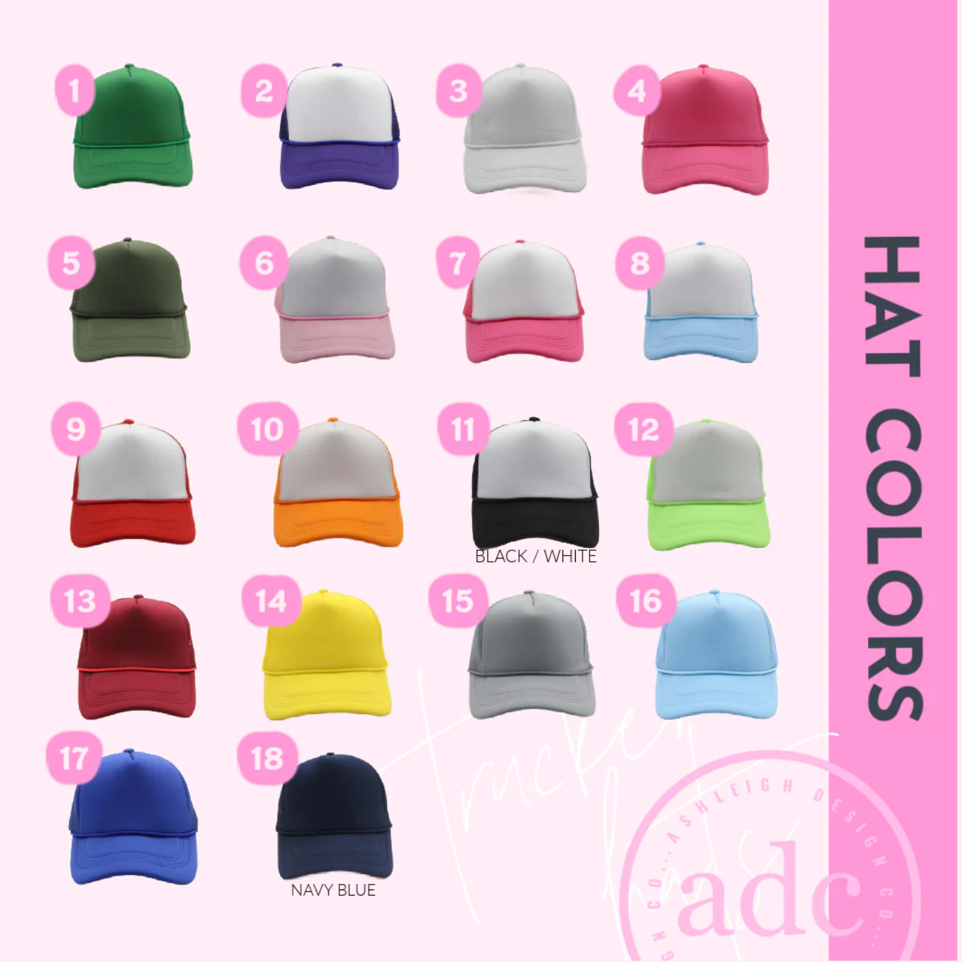 AshleighDesignCo - Vente Casquette de camionneur – unisexe - Casquettes de camionneur personnalisées avec écusson2