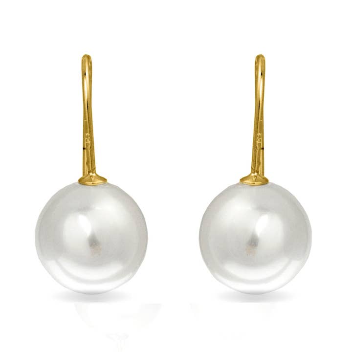 Luxenter - Wholesale Dangle Earrings - Pendientes Luxenter Essential de Plata de Ley 925 y Perla Blanca acabados en oro amarillo de 18 quilates0