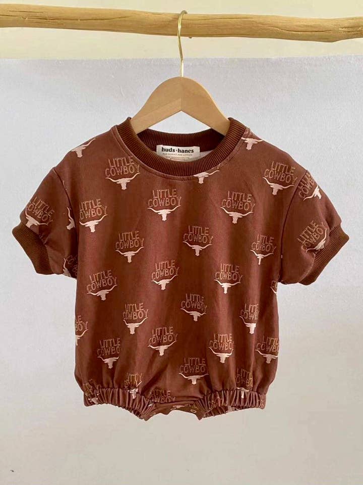 Little Cowboy | Romper met korte mouwen voor wholesale door Huds + Hanes
