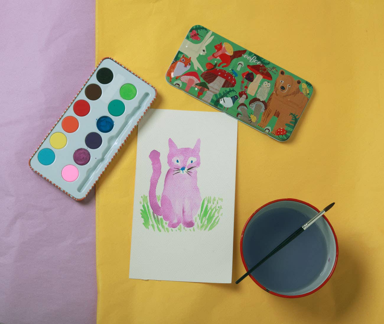 eeBoo - Wholesale Watercolor Paint - Mushrooms 12 Watercolors Paint Tin5