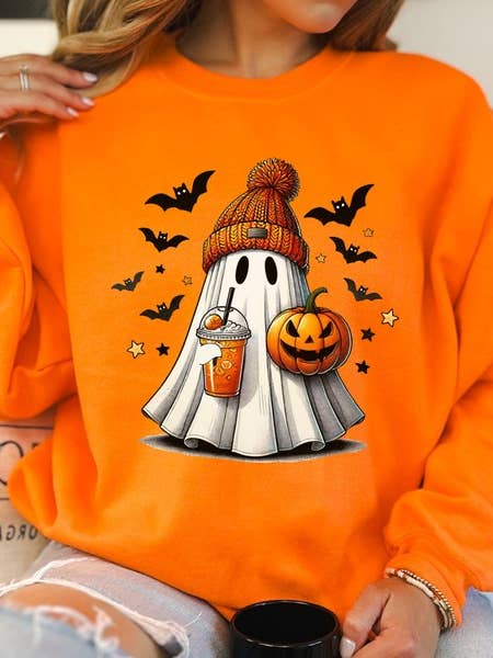 Sweat-shirt graphique fantôme épicé à la citrouille d'Halloween pour la vente par ClassiQ
