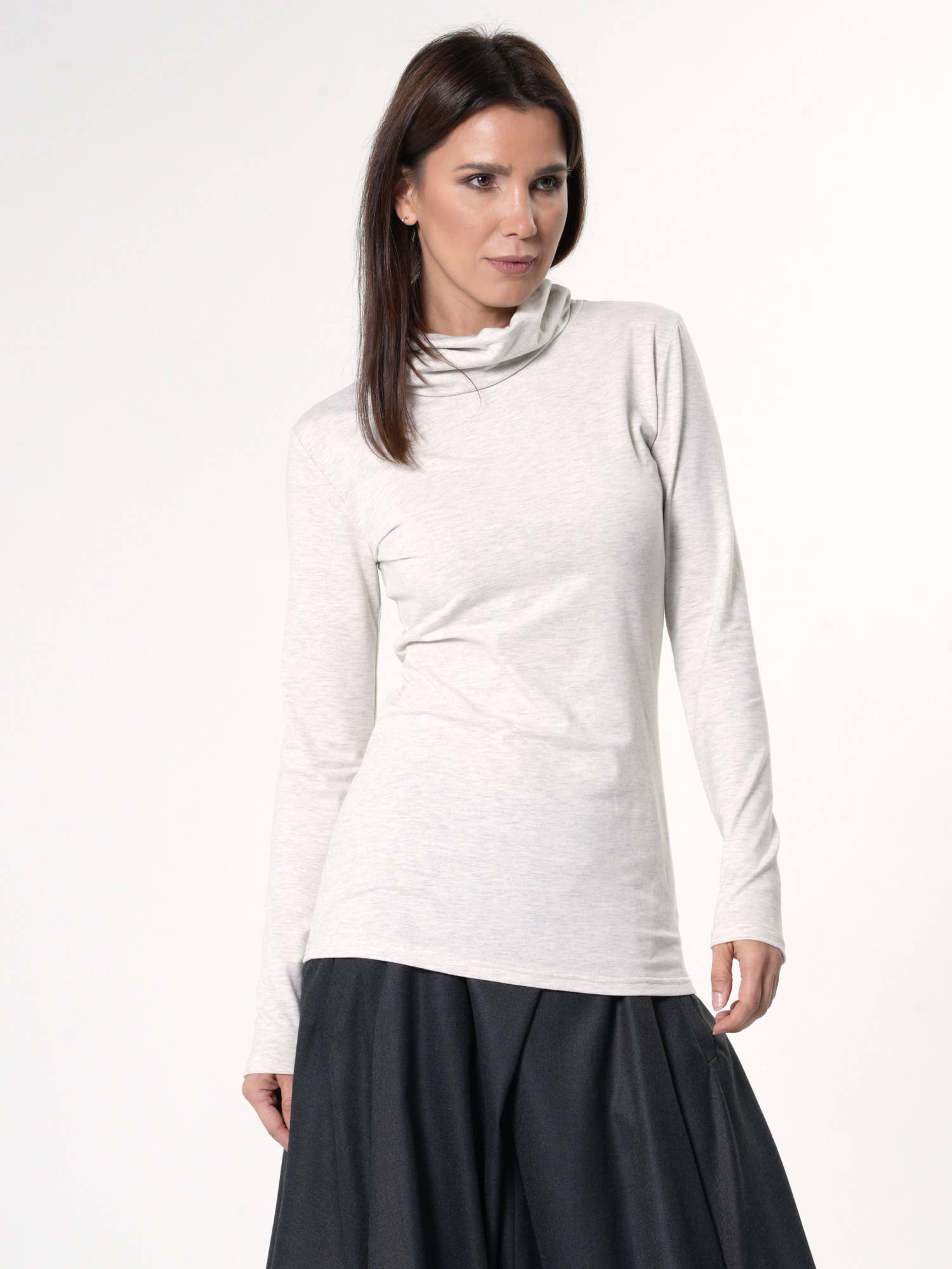 Metamorphoza - Wholesale Blouse - Women's - Casual Turtleneck Top In Ivory4