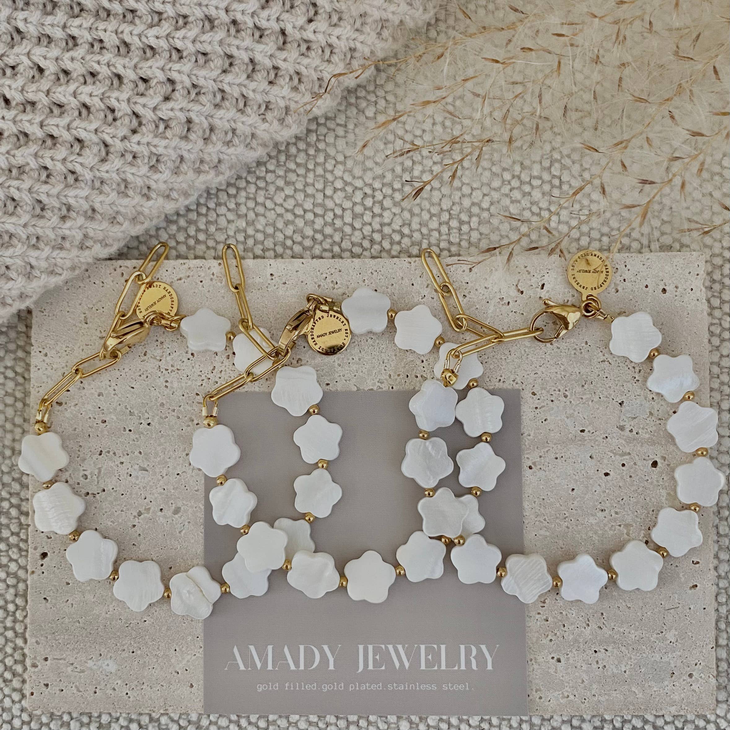 Amady Jewelry - Wholesale Beaded Bracelet - Flower Clover Shell Pearl Bracelet layering bracelet3