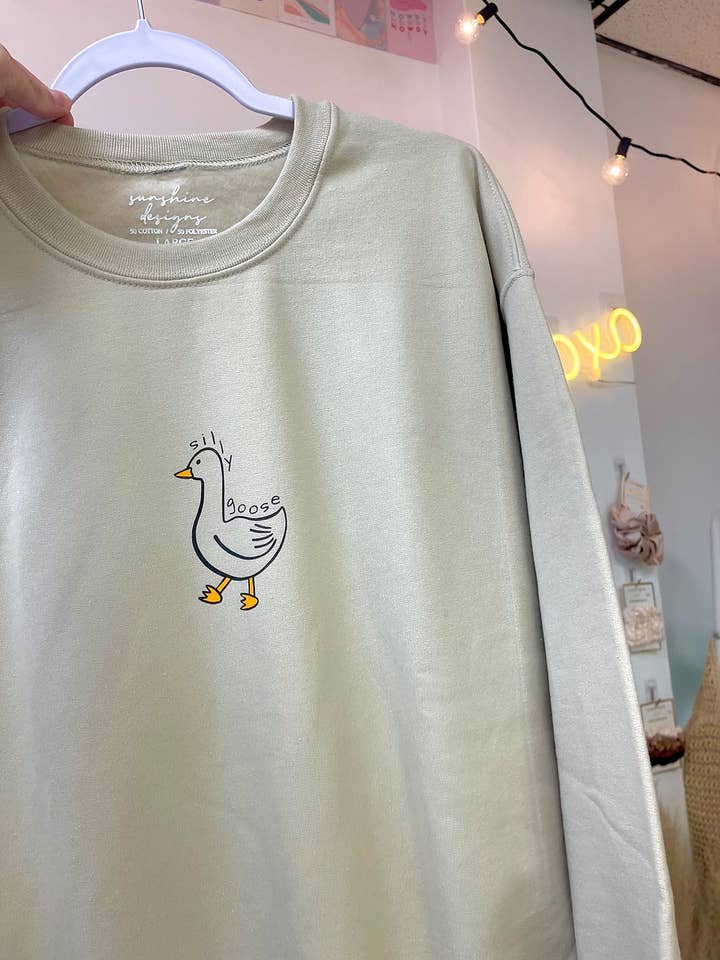 Sand Silly Goose Crewneck Sweatshirt for wholesale by Sunshine Designs Boutique LLC