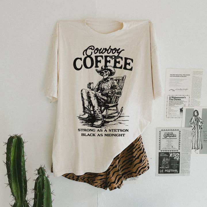 Alley & Rae - Wholesale T-Shirt (Graphic) - Unisex - Cowboy Coffee Tee – Western Caffeine Graphic T-Shirt3