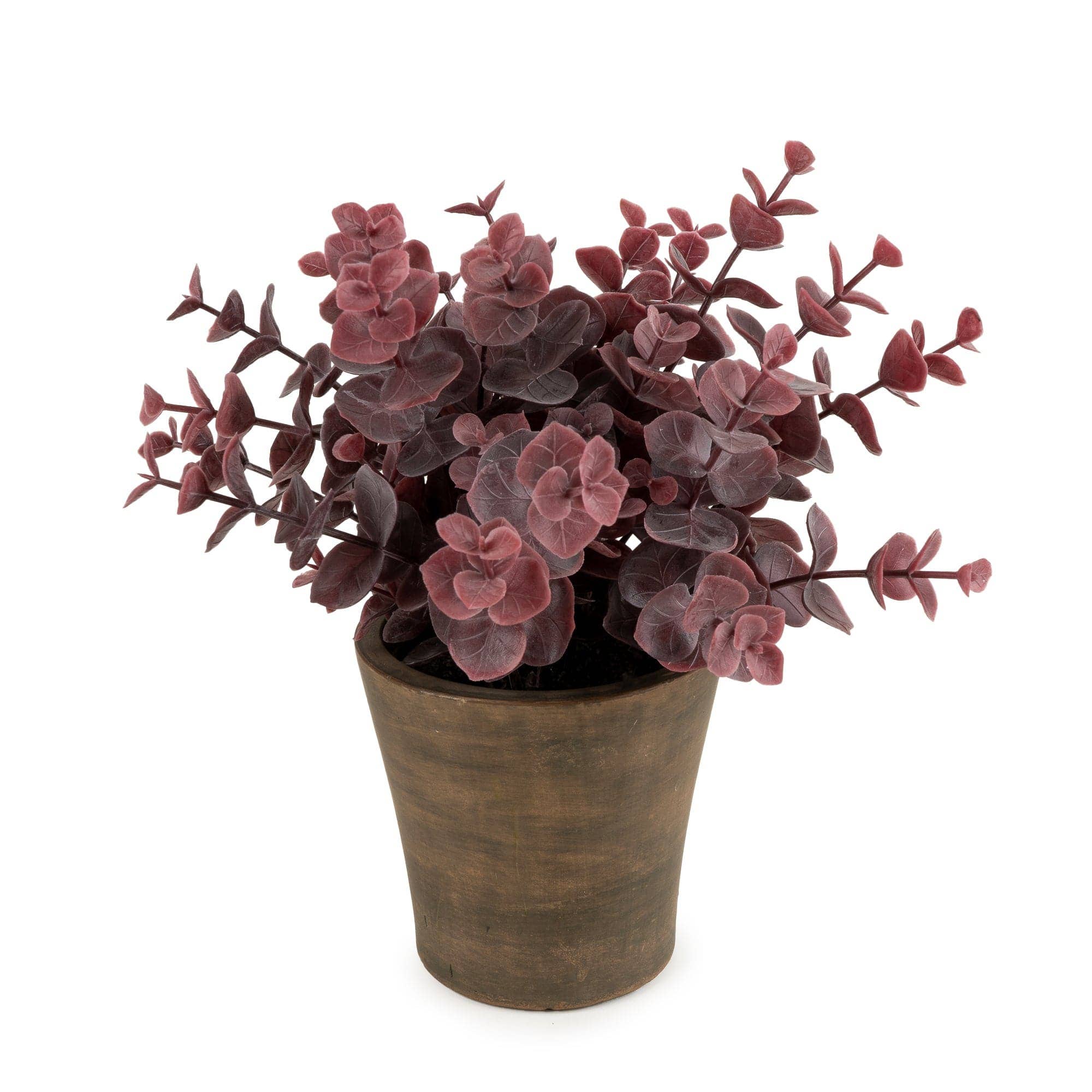 Candlelight Products Ltd – wholesale Artificial plant – 23cm Eucalyptus in Pot - Purple 6pk1