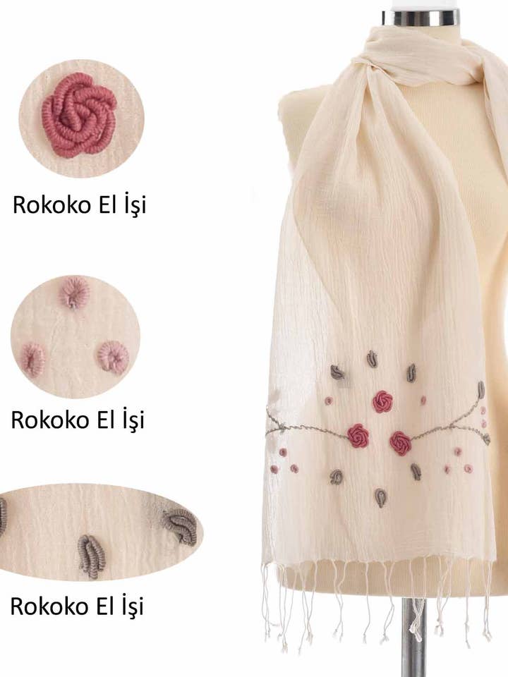 Rosafarbener Rosenschal aus Baumwolle (handgefertigt) für den Großhandel von Dosimira