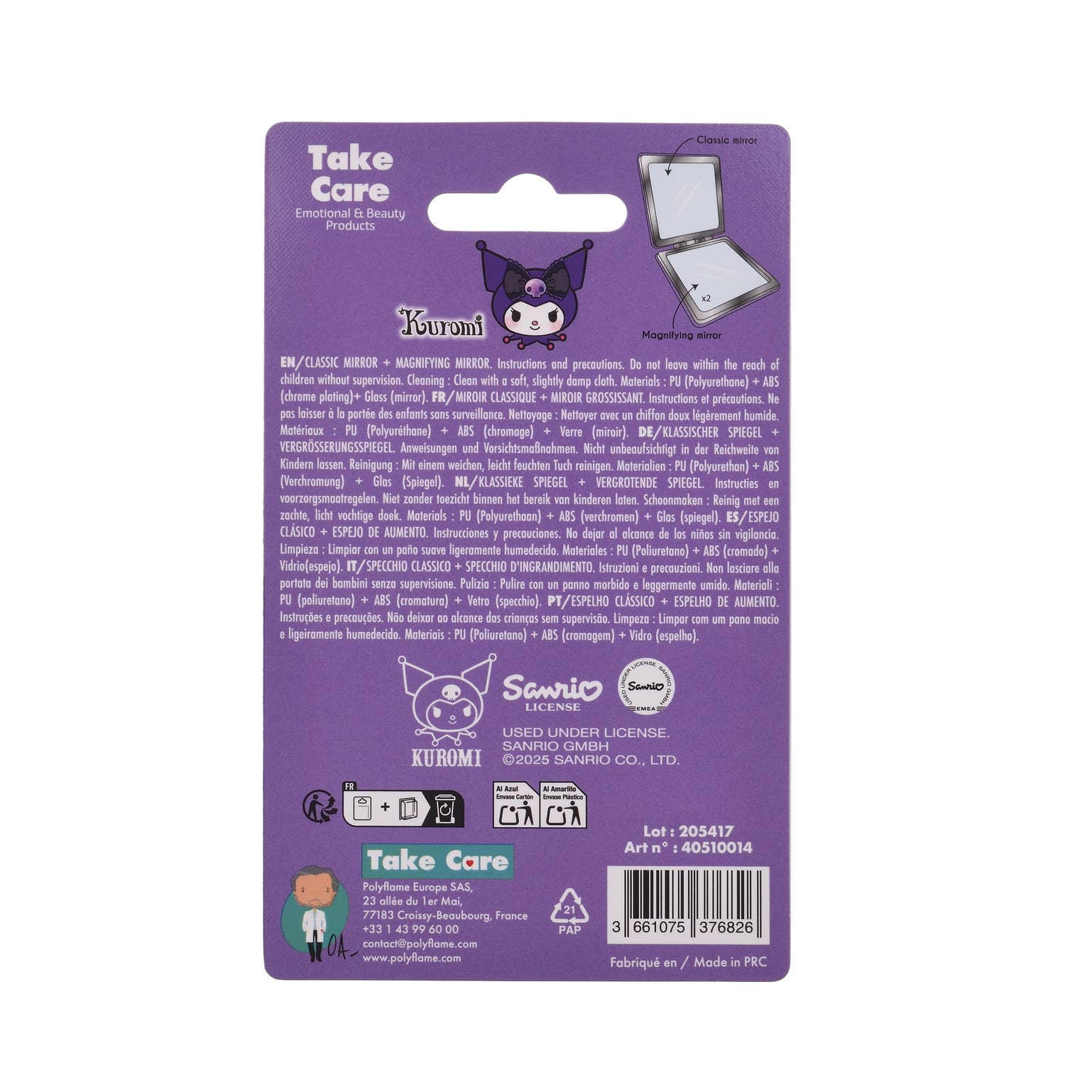 Takecare - Wholesale Compact Mirror - Kuromi pocket mirror3