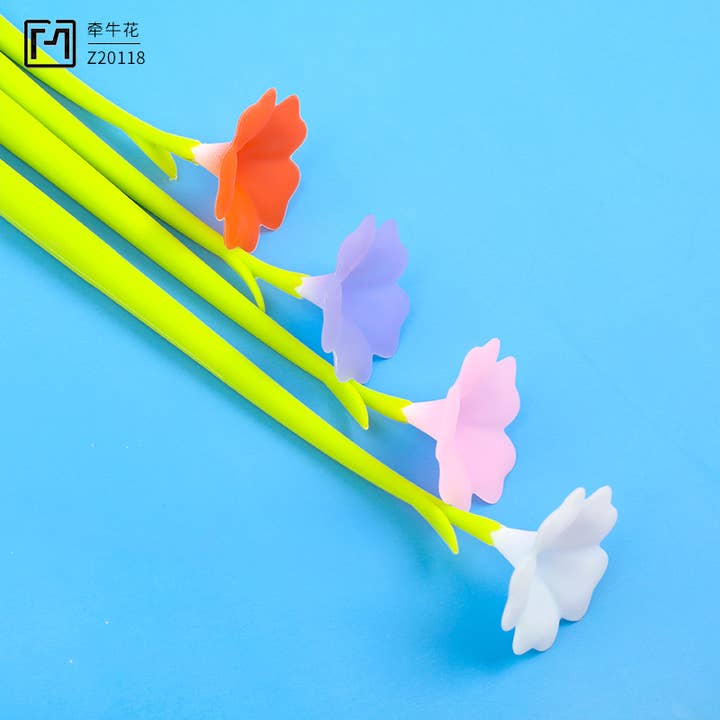 BCmini - Wholesale Pen - 22715 Morning Glory Flower Wiggle Pad Gel Pen-4811