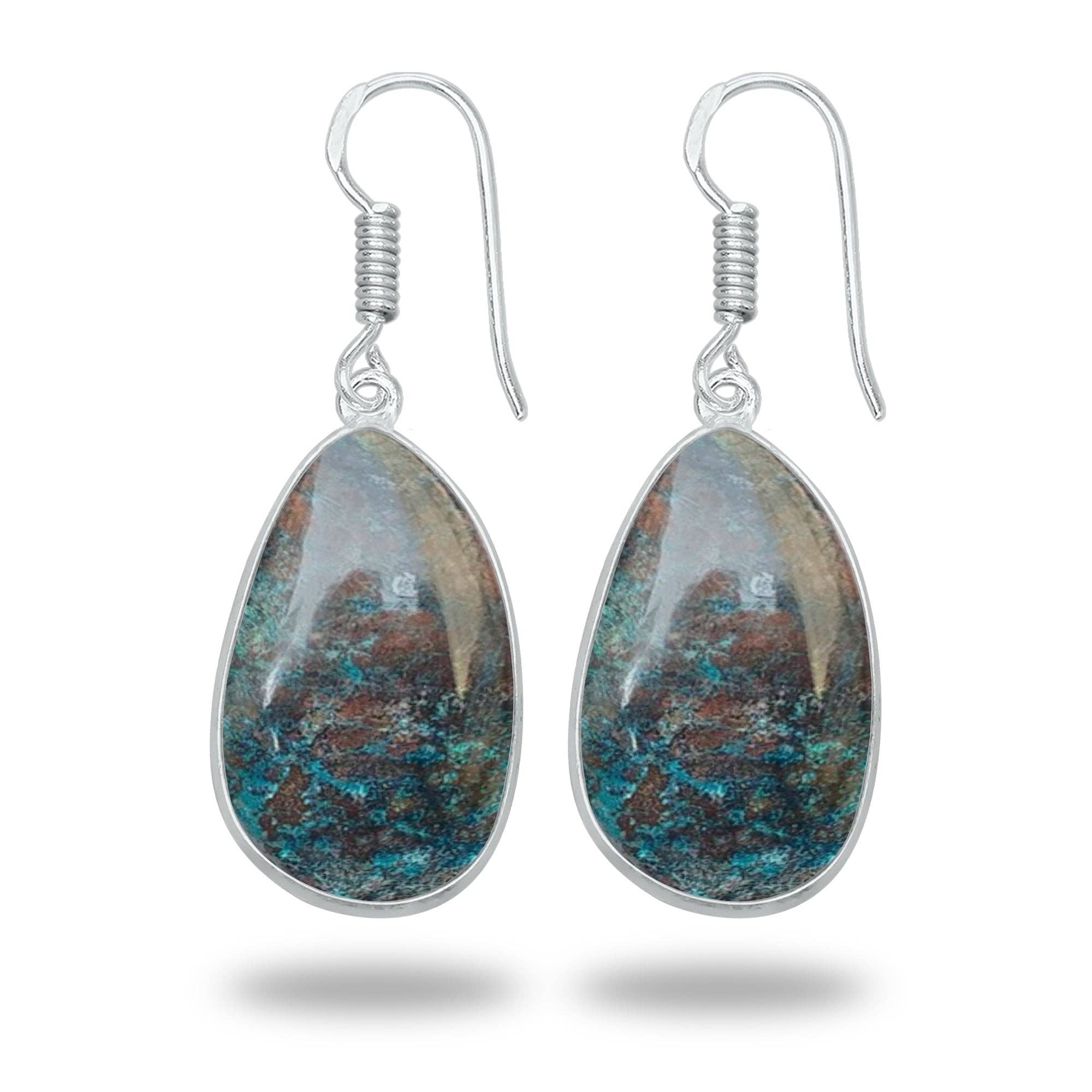 Handmade Jewels – wholesale Dangle earrings – Azurite Earrings – Silver-Plated Bezel, Artisan | Made to Order12
