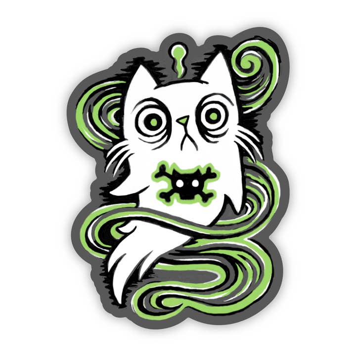 Ghost Cat Sticker for wholesale by Earthenwood Studio